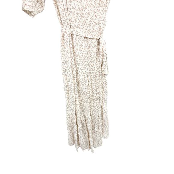 Angel Maternity Cream Pink Floral Wrap Maxi Dress Minimalist Womens Large - Picture 6 of 8